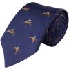 Navy Galloping Horse Woven Silk Tie