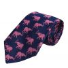Navy Pink Elephant Silk Tie 