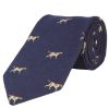 Navy English Pointer Woven Wool and Silk Tie