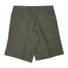 Olive Green Linen Herringbone Shorts