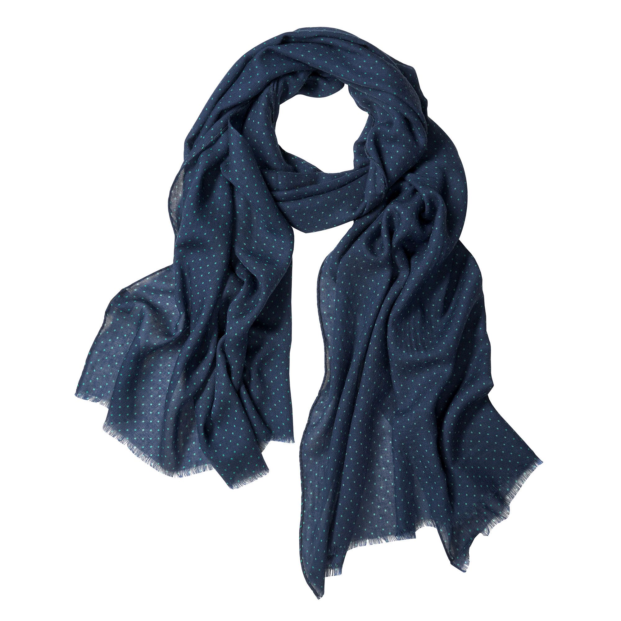 Navy Cashmere Green Spot Scarf | Men's Country Clothing | Cordings