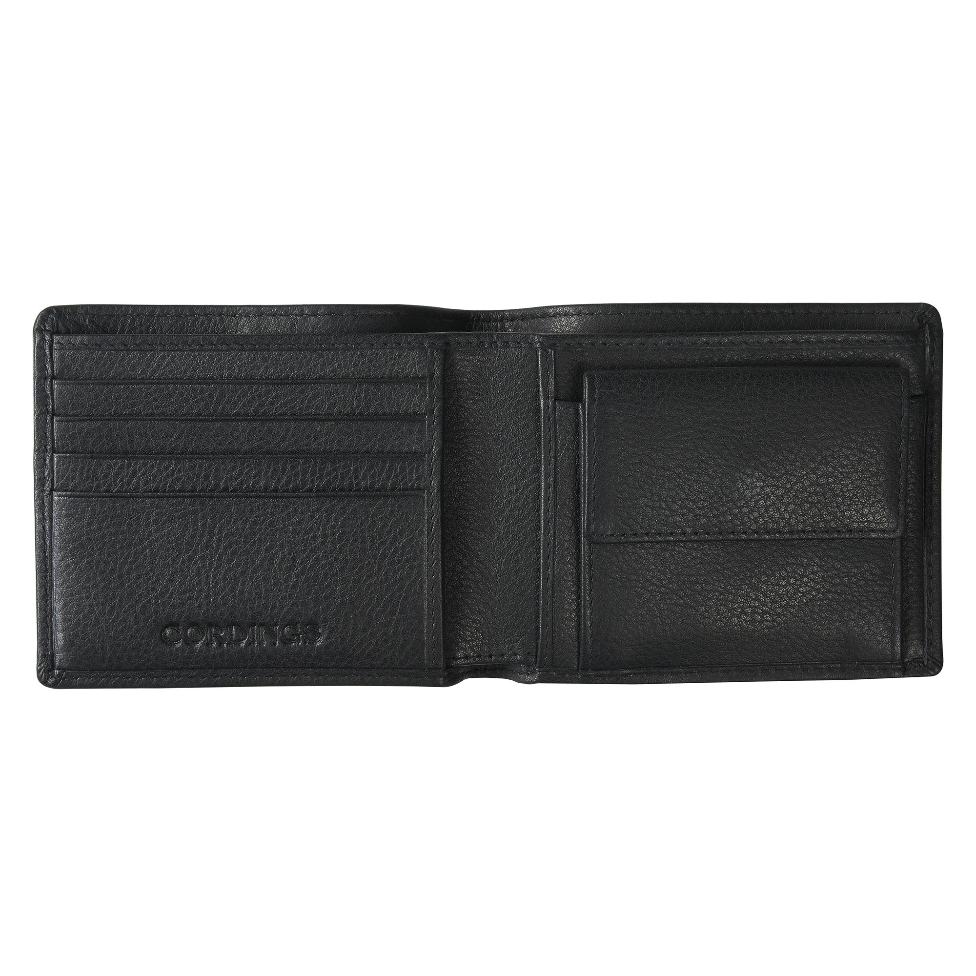 Black Leather Bi Fold Coin Wallet | Men's Country Clothing | Cordings