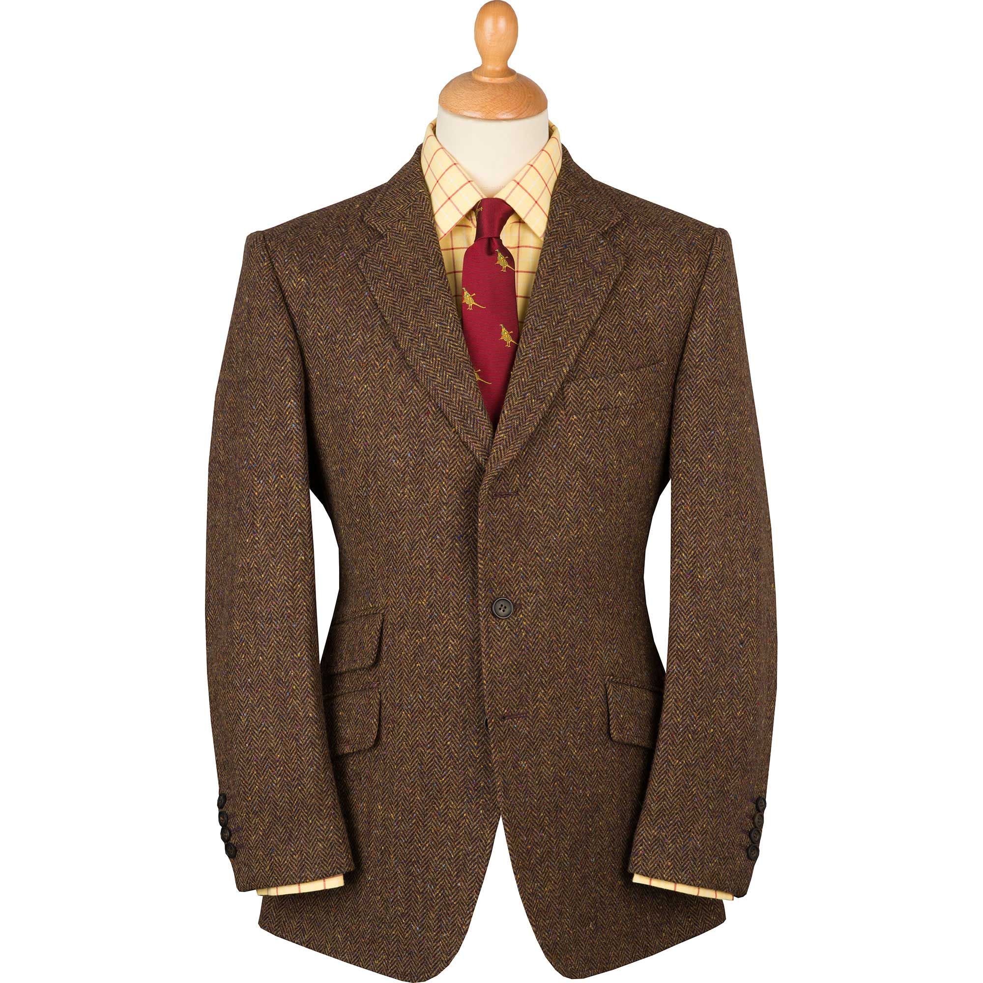 Gurteen Harris Tweed Jacket, Lovat With Gold/Red Herringbone | lupon.gov.ph
