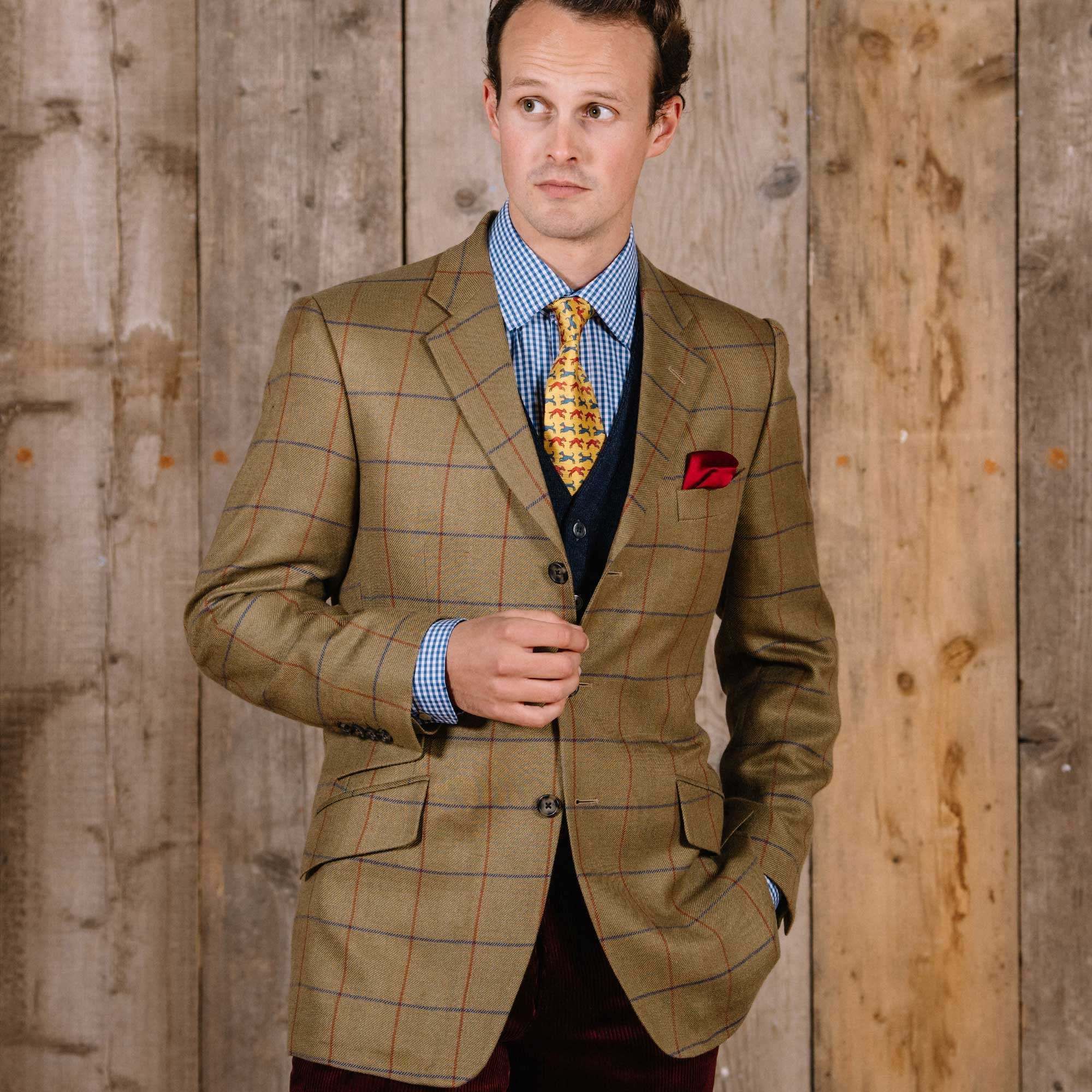 Sage Green Henry Half Lined Wool, Linen and Silk Tweed Jacket | Men's ...