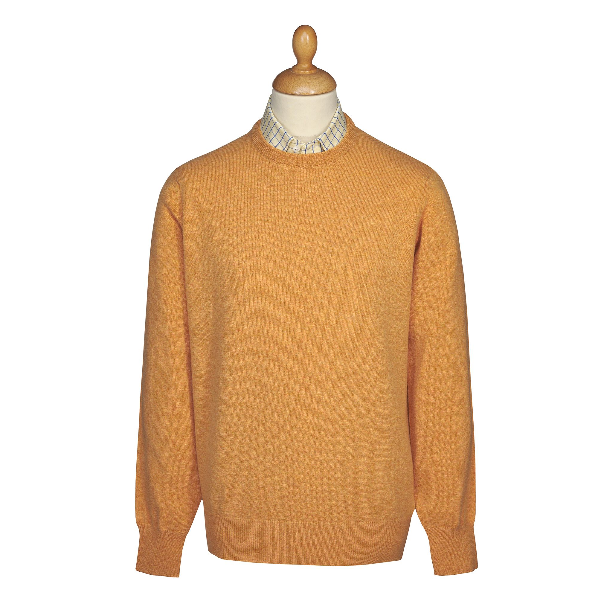Orange Lambswool Crew Neck Jumper | Men's Country Clothing | Cordings