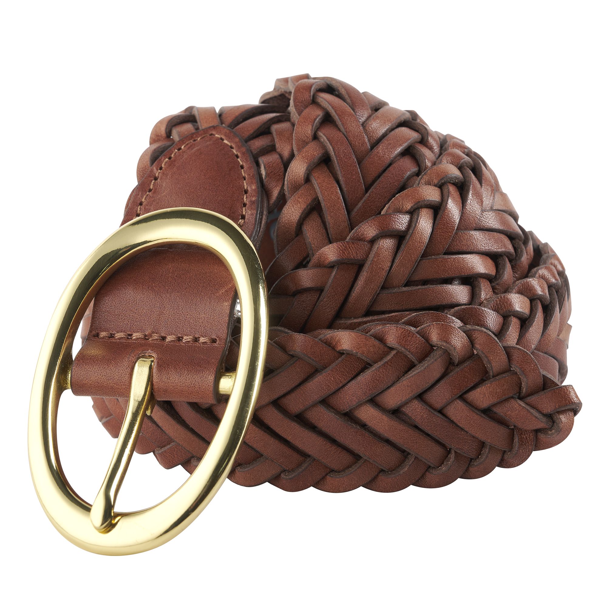 Brown Leather Plaited Belt | Ladies Country Clothing | Cordings
