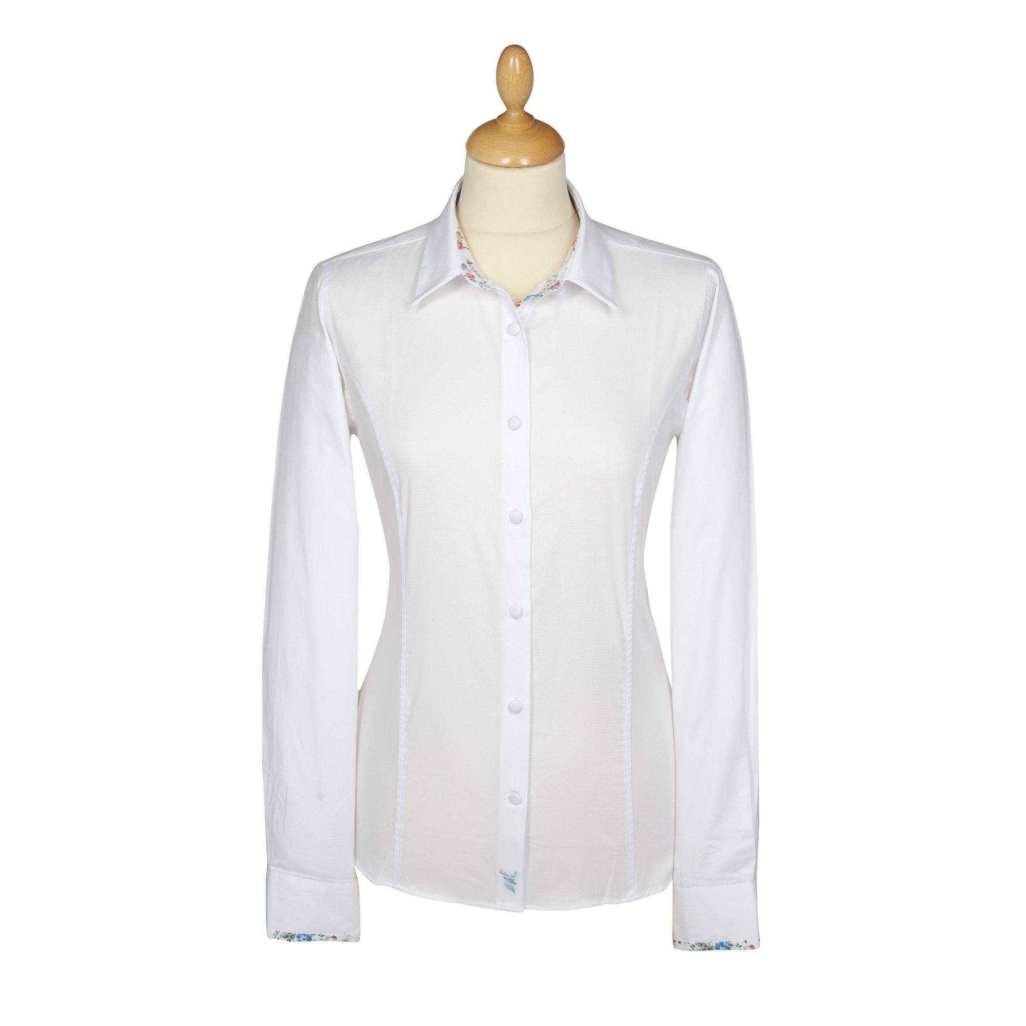 White Floral Trim Fitted Shirt | Ladies Country Clothing | Cordings