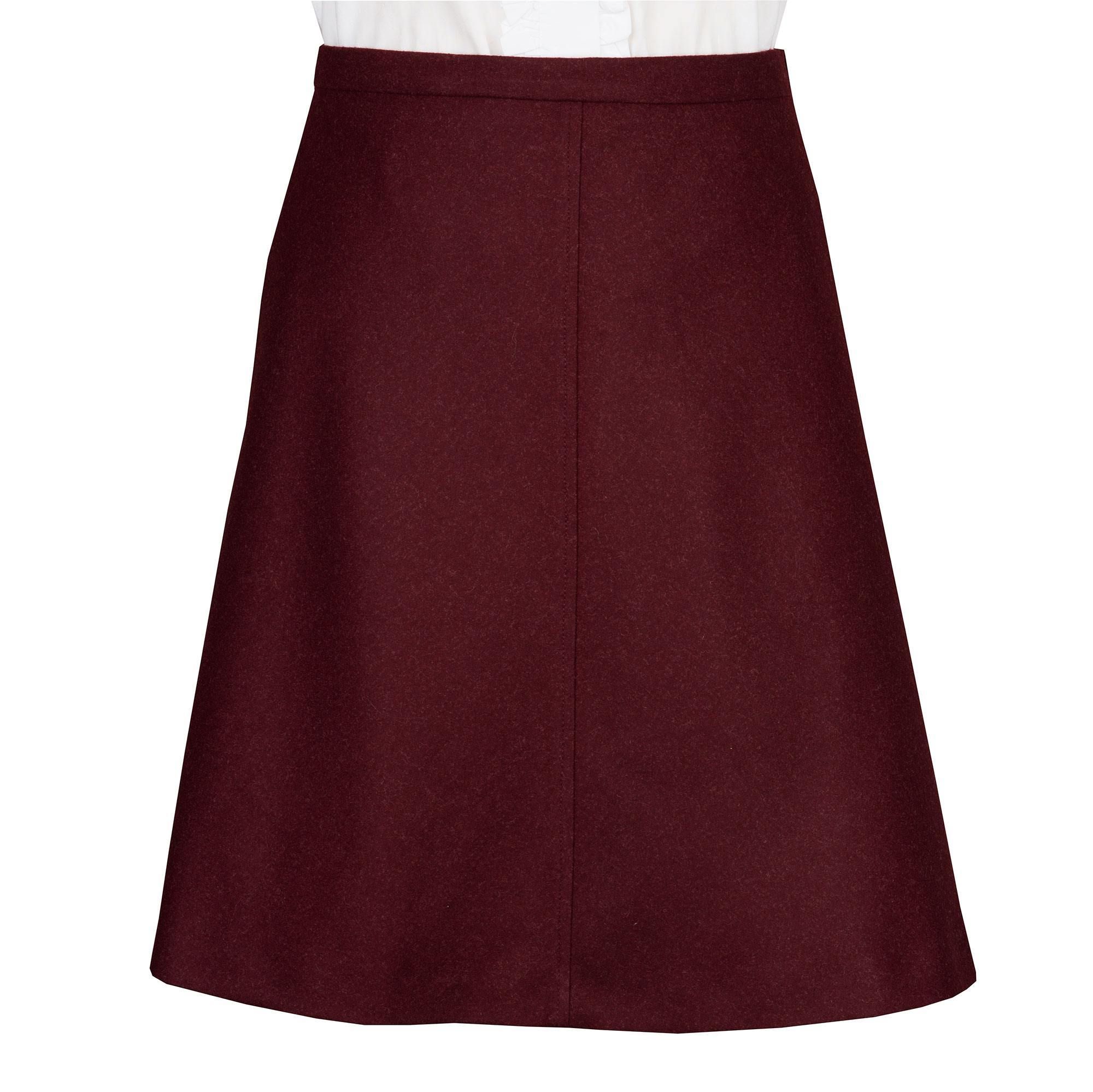 Wine Loden A Line Skirt | Cordings