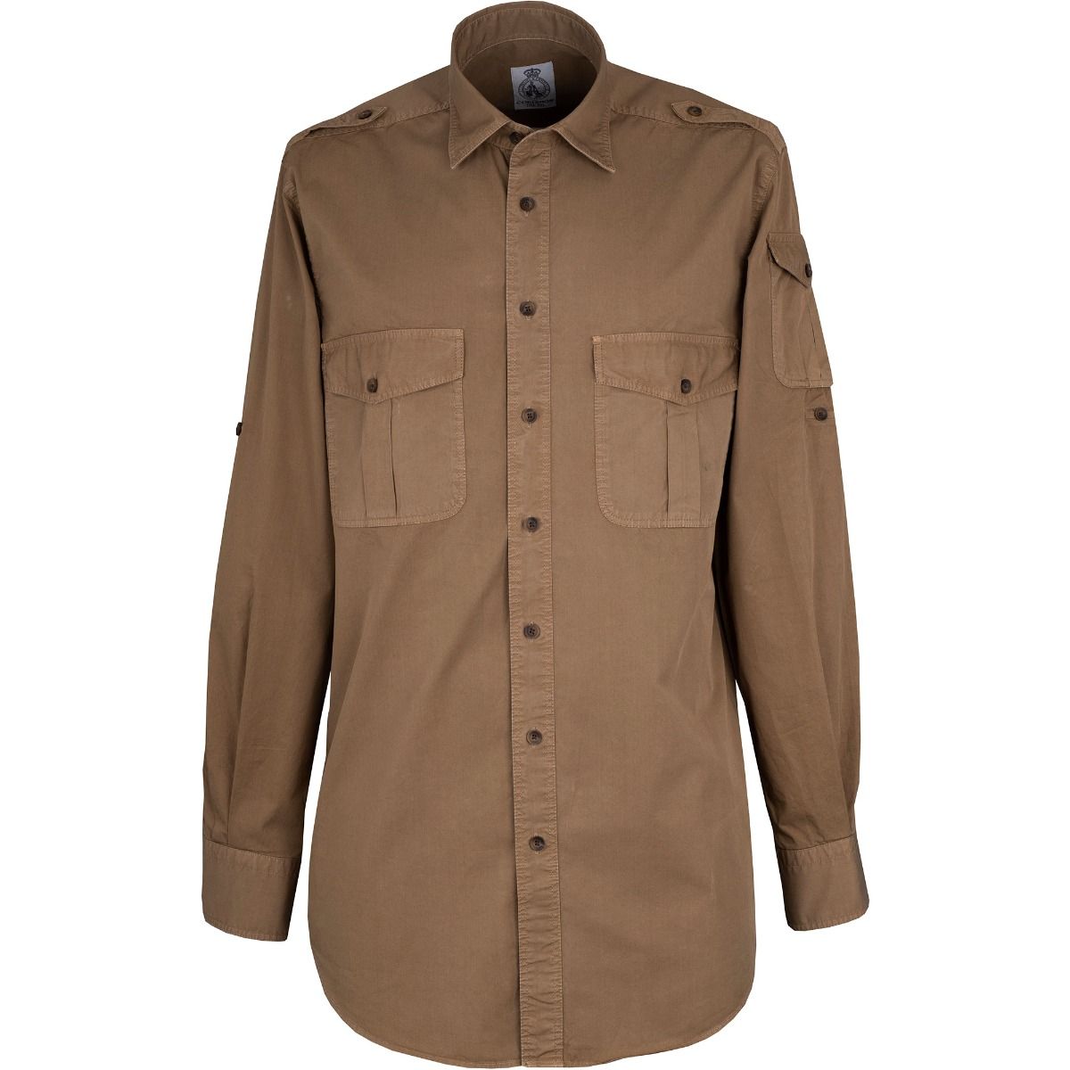 Dark Khaki Cotton Kalahari Safari Shirt | Men's Country Clothing | Cordings