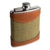 House Check British Leather 6oz Flask