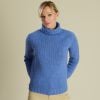 Blue Chunky Wool Roll Neck Jumper