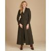 Moss Green Long Tweed With Velvet Trim Coat