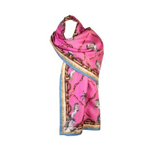 Cordings Hot Pink Rearing To Go Classic Silk Scarf Dif ferent Angle 1