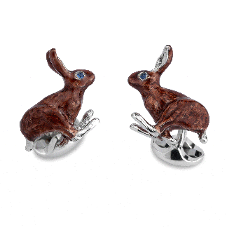 Cordings Hare Solid Silver Cufflinks Different Angle 1