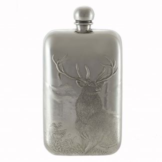 Cordings 6oz Monarch of the Glen Pewter Flask  Main Image