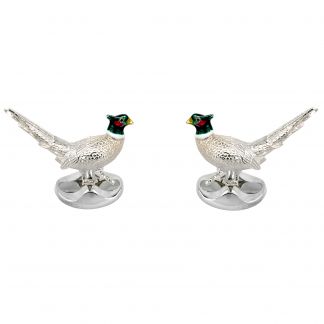 Cordings Standing Pheasant Solid Silver Cufflinks Different Angle 1