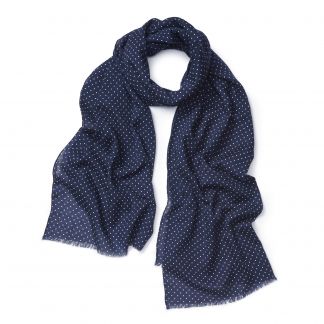 Cordings Navy Wool and Cashmere Spot Scarf Main Image
