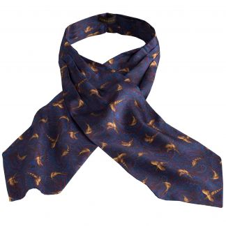 Cordings Blue Pheasant Silk Cravat Main Image