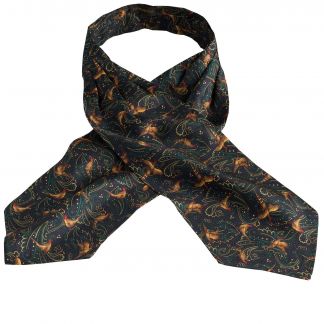 Cordings Navy Pheasant Silk Cravat Main Image