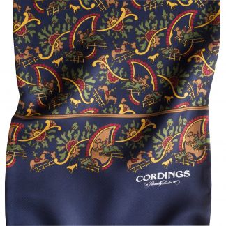 Cordings Navy Chasing Paisley Silk Scarf Different Angle 1