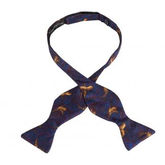 Cordings Blue Pheasant Silk Bow Tie Different Angle 1