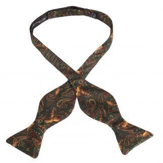Cordings Green Pheasant Silk Bow Tie Different Angle 1