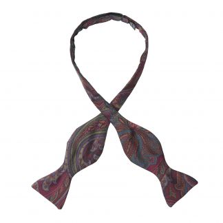 Cordings Wine Paisley Madder Silk Bow Tie Different Angle 1