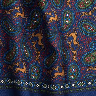 Cordings English Navy Madder Print Stag Scarf Different Angle 1