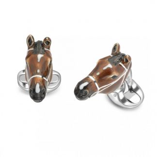 Cordings Silver Lucky Horse Head Cufflinks Dif ferent Angle 1