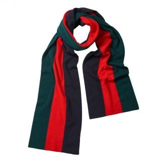 Cordings Green Red Navy Cashmere College Scarf Main Image