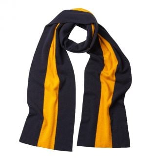 Cordings Navy Yellow Cashmere College Scarf Main Image