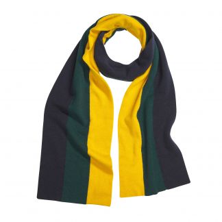 Cordings Navy Green and Yellow Cashmere College Scarf Dif ferent Angle 1