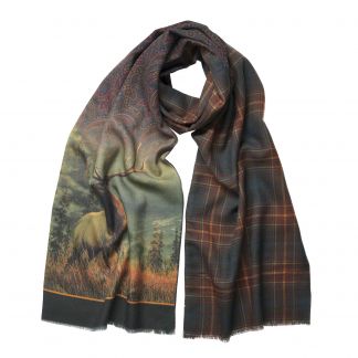 Cordings Olive Reversible Stag Scarf Main Image