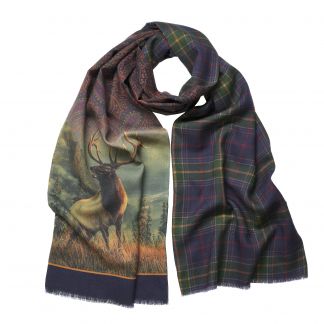 Cordings Navy Reversible Stag Scarf Main Image
