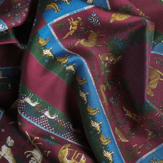Cordings Wine Woodland Madder Silk Scarf  Different Angle 1
