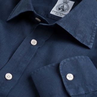 Cordings Navy Vintage Linen Shirt Main Image