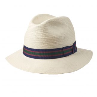 Cordings Navy Green Classic Panama Hat  Main Image