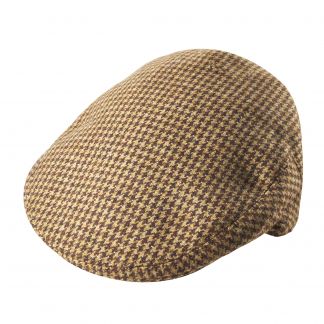Cordings Chocolate Houndstooth Tweed Garforth Cap Different Angle 1
