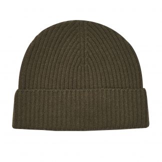 Cordings Olive Cashmere Beanie Hat Different Angle 1