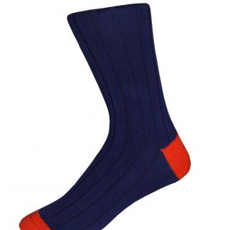 Cordings Blue and Orange Cotton Heel & Toe Socks Main Image