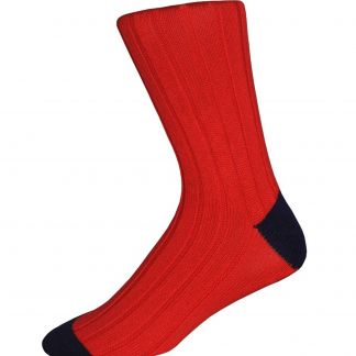 Cordings Red and Navy Cotton Heel & Toe Socks Main Image