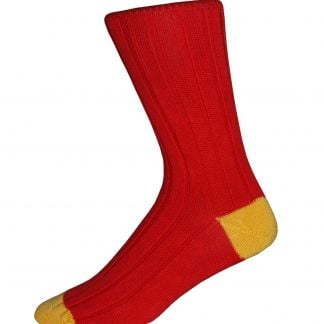 Cordings Red and Yellow Cotton Heel & Toe Socks Different Angle 1