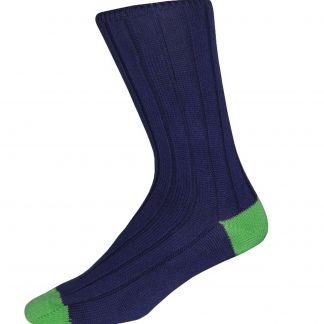 Cordings Navy and Green Cotton Heel & Toe Socks Main Image