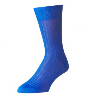 Cordings Royal Blue Piccadilly Cotton Rib Sock Main Image