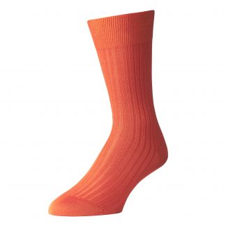 Cordings Orange Piccadilly Cotton Rib Sock Main Image