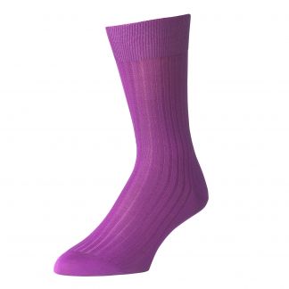 Cordings Purple Piccadilly Cotton Rib Sock Main Image