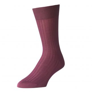 Cordings Burgundy Piccadilly Cotton Rib Sock Main Image