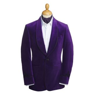 Cordings Purple Velvet Smoking Jacket Main Image
