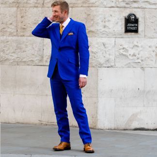 Cordings Royal Blue Bambridge Linen Trousers Different Angle 1