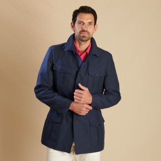 Cordings Navy Linen Barcombe Jacket Dif ferent Angle 1